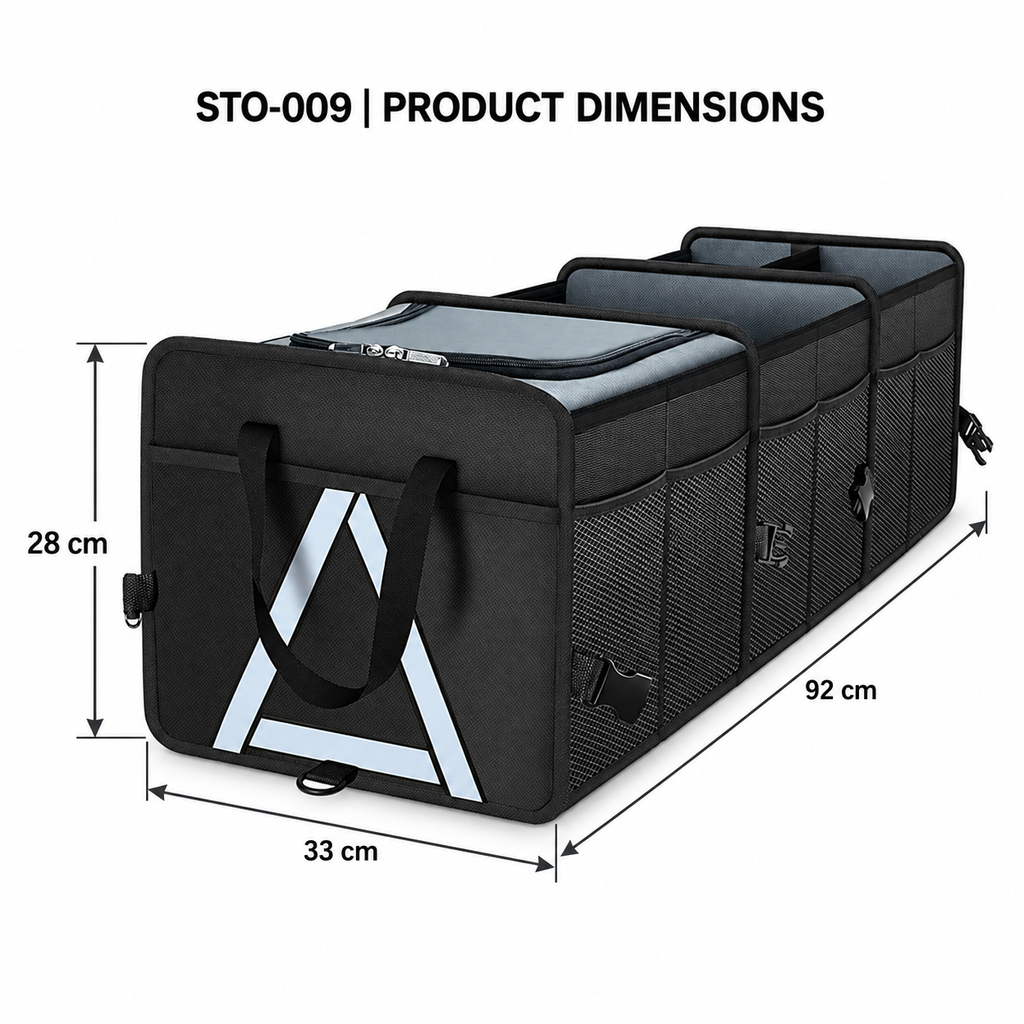STO-009 Foldable Car Trunk Organizer with Insulated Cooler Bag