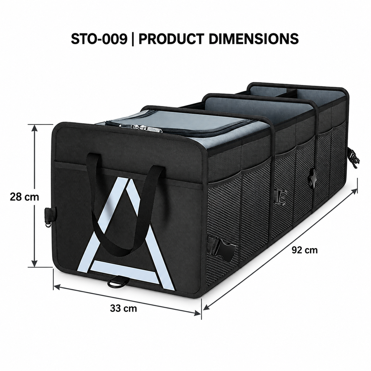 STO-009 Foldable Car Trunk Organizer with Insulated Cooler Bag
