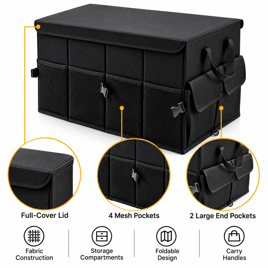 Foldable Car Trunk Organizer with Lid – STO-001