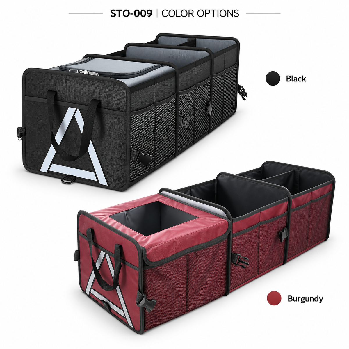 STO-009 Foldable Car Trunk Organizer with Insulated Cooler Bag