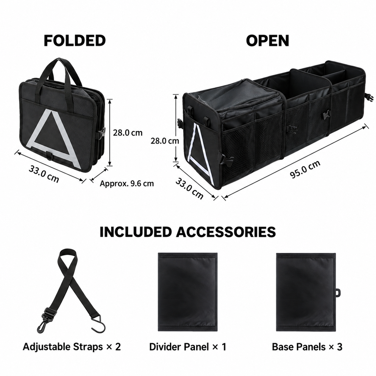 STO-009 Foldable Car Trunk Organizer with Insulated Cooler Bag
