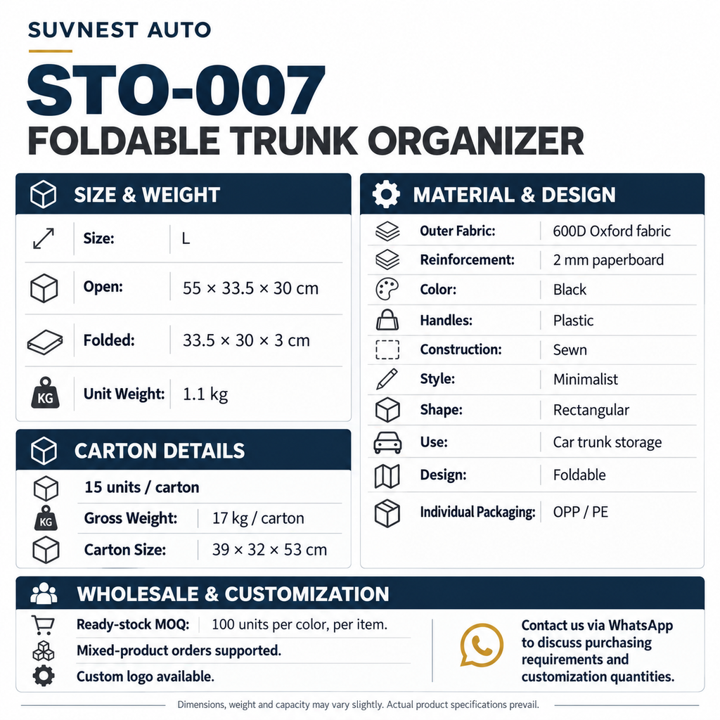 STO-007 Foldable Car Trunk Organizer